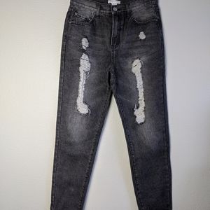 High waist tapered distressed Mom jeans